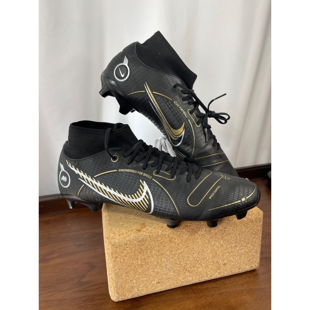 Nike Men's Size 11‎ Mercurial Superfly 8 FG  Cleats Black Gold DJ2873-007